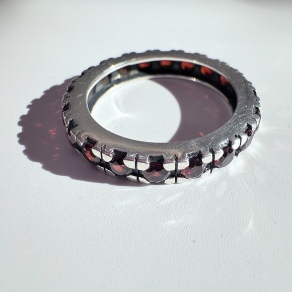 VTG Solid Sterling Silver 925 Synthetic Ruby Statement Ring Size 9 - Picture 6 of 8